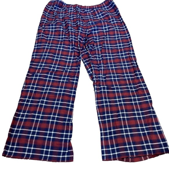 Cuddledown Plaid Flannel Pajamas Size XXL Red Navy Eyelet Prairie Grannycore - Picture 6 of 10